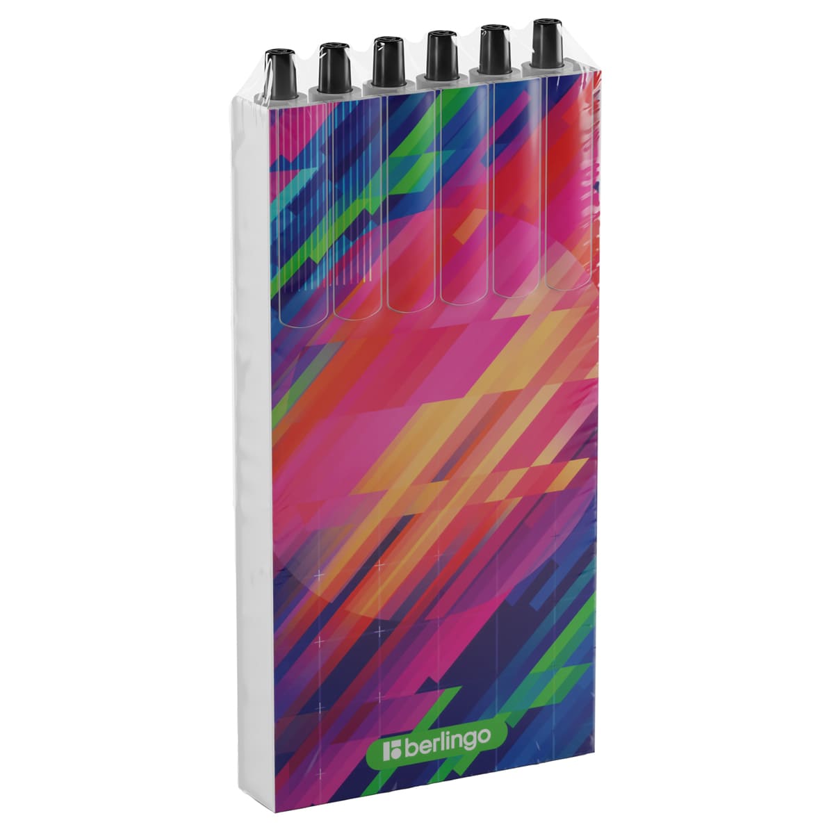 Ручка шариковая автоматическая Berlingo "Glitch" синяя, 0,7мм, грип, рисунок на корпусе, soft-touch, 6шт., пластиковый пенал