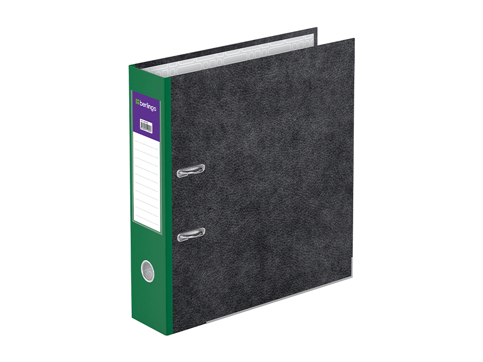 Папка-регистратор Berlingo "Hyper", 80мм, мрамор, с карм. на корешке, нижний метал. кант, зеленая
