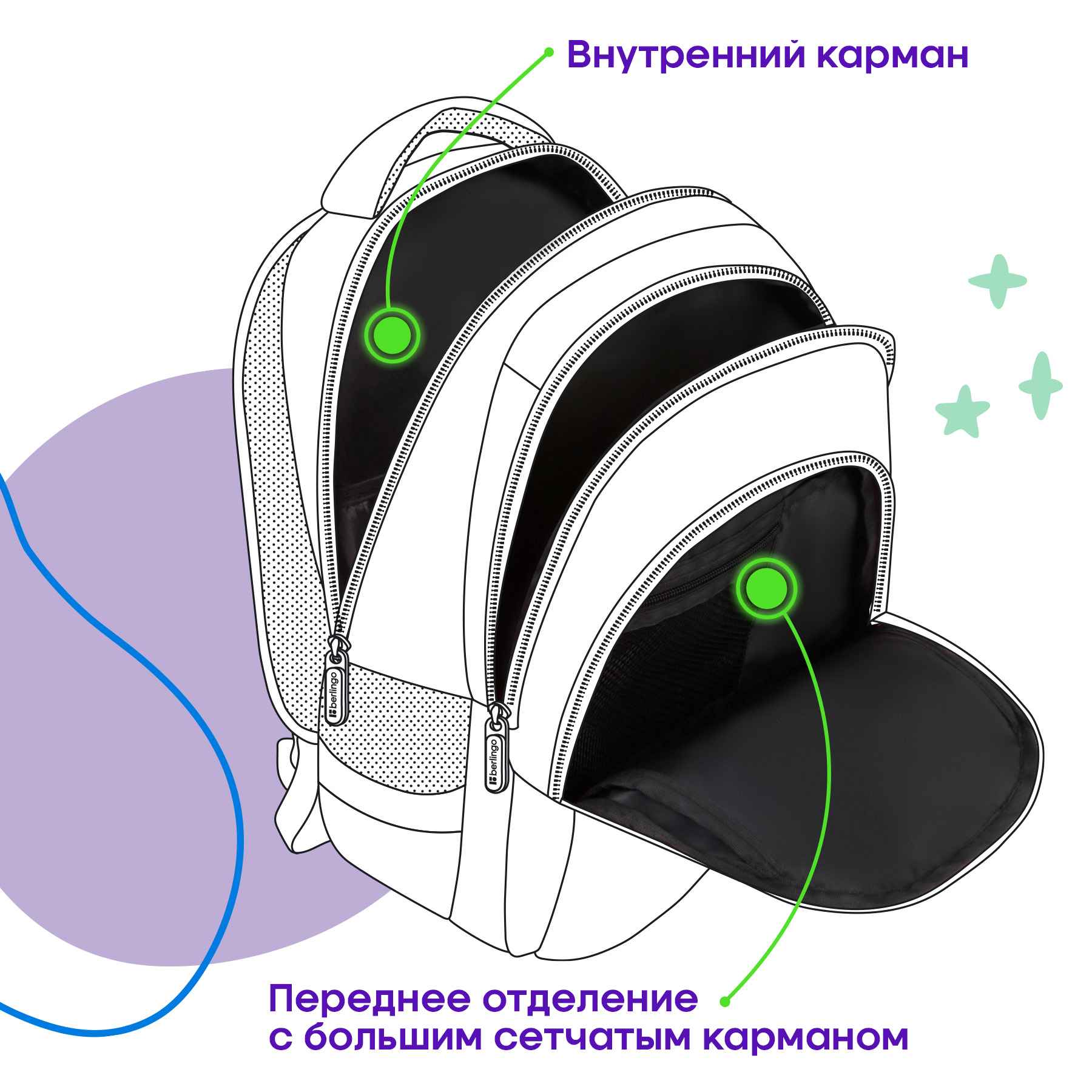 Рюкзак Berlingo Comfort "Cats" 38*27*18см, 3 отделения, 2 кармана, эргономичная спинка