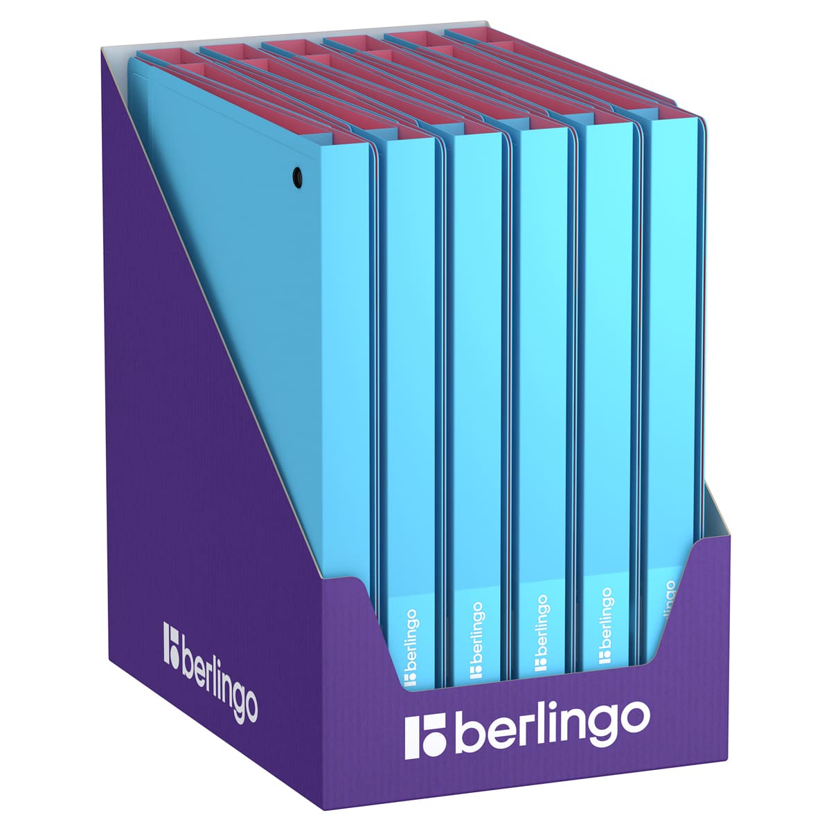 Папка на 4 кольцах Berlingo "Haze" А4, 24мм, 600мкм, D-кольца, с внутр. карманом, голубая, софт-тач