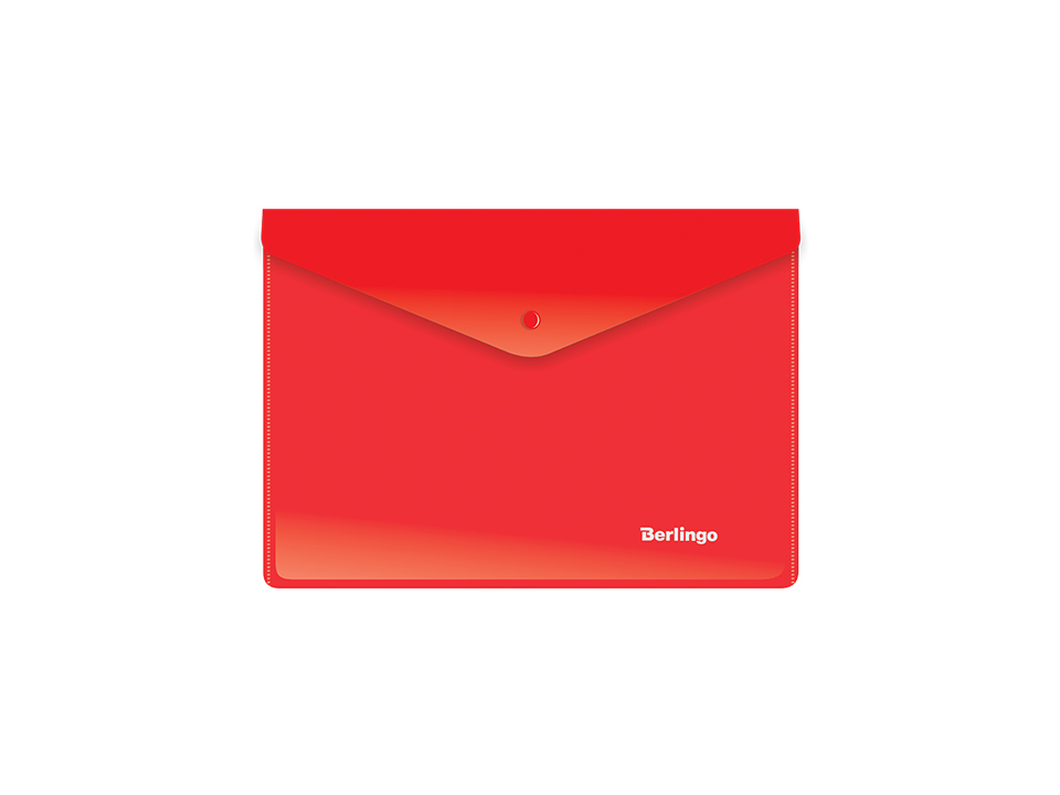 Папка-конверт на кнопке Berlingo, А5+, 180мкм, красная