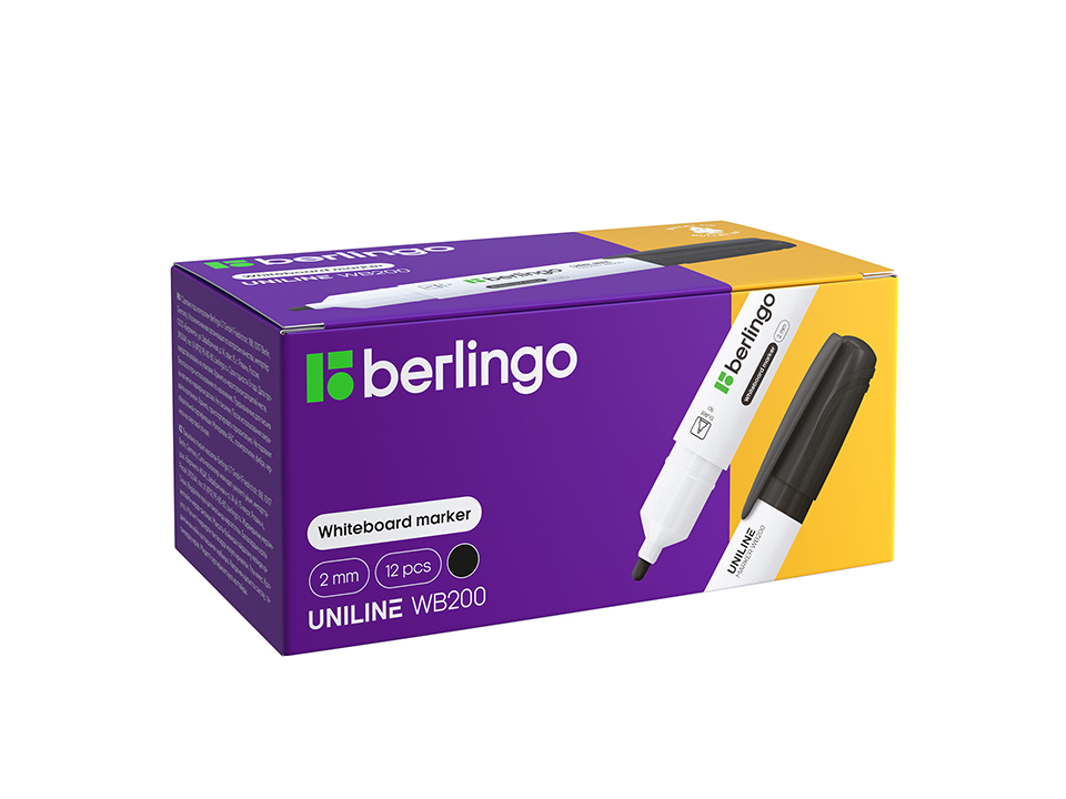 Маркер для белых досок Berlingo "Uniline WB200" черный, пулевидный, 2мм
