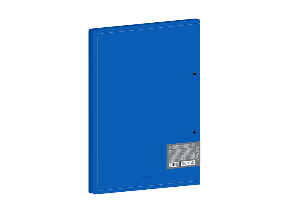 Папка с пружинным скоросшивателем Berlingo "Soft Touch", 17мм, 700мкм, синяя, с внутр. карманом