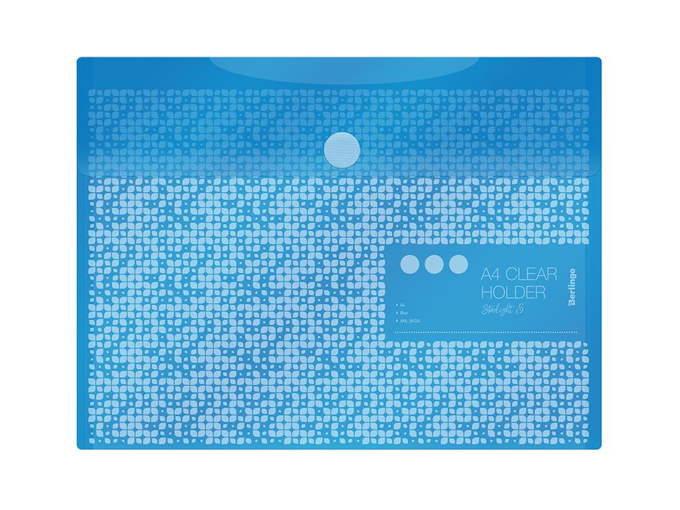 Папка-конверт на липучке Berlingo "Starlight S" А4, 180мкм, пастель, голубая