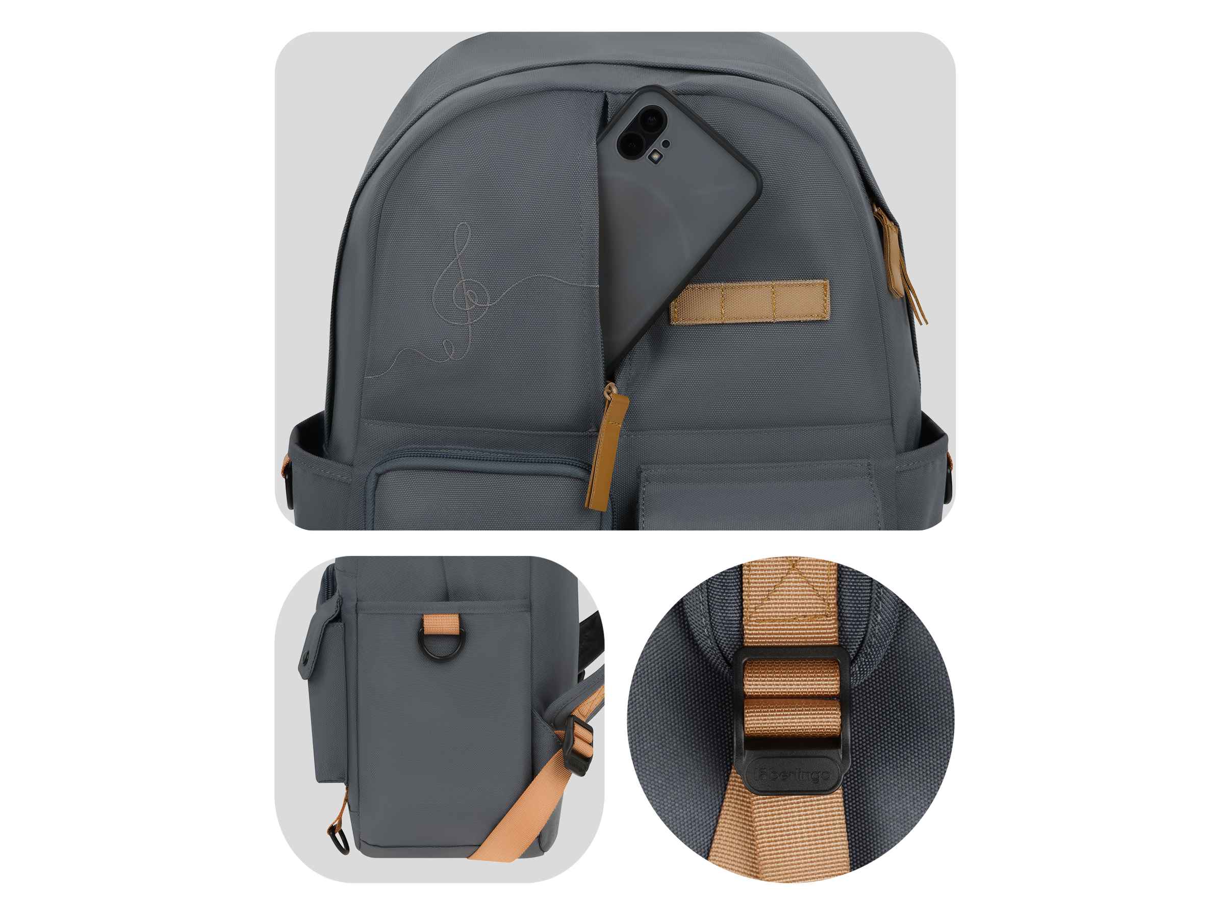 Рюкзак Berlingo Urban "Music" 40,5*30*13,5см, 1 отделение, 6 карманов, уплотненная спинка