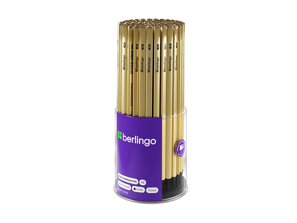 Карандаш ч/г Berlingo "Pure Gold" HB, черное дерево, трехгранный, заточен.