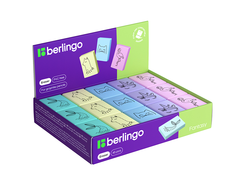 Ластик Berlingo "Fantasy", термопластичная резина, цвета ассорти, 31*23*7мм