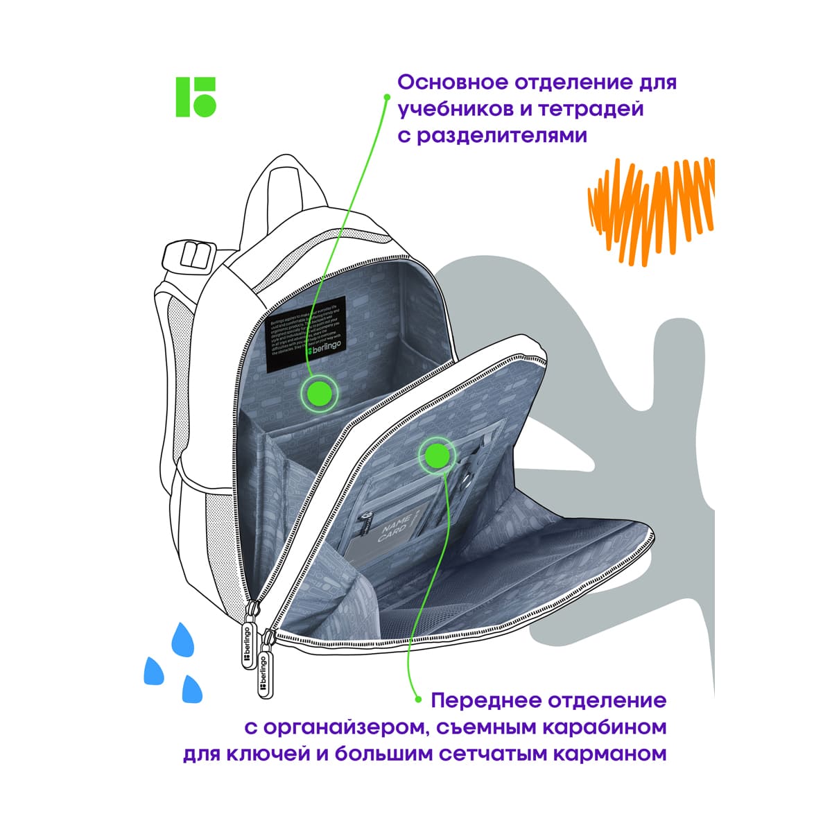 Ранец Berlingo Expert Max "Little dreamer" 38*29*16см, 2 отделения, 2 кармана, анатомическая спинка, дождевик в комплекте