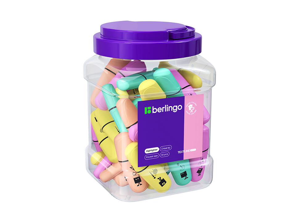 Текстовыделитель Berlingo "Textline HP100" мини, пастельные цвета, ассорти, 1-5мм