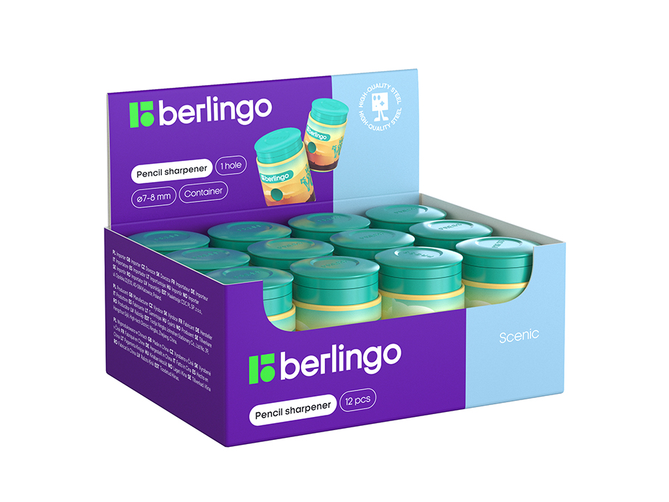 Точилка пластиковая Berlingo "Scenic", с контейнером, 1 отверстие