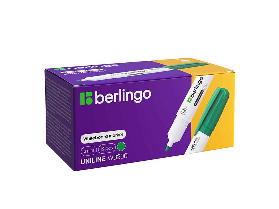 Маркер для белых досок Berlingo "Uniline WB200" зеленый, пулевидный, 2мм