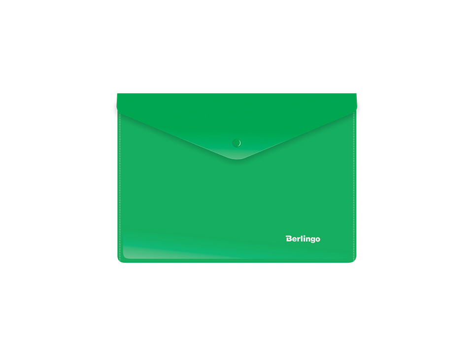 Папка-конверт на кнопке Berlingo, А5+, 180мкм, зеленая