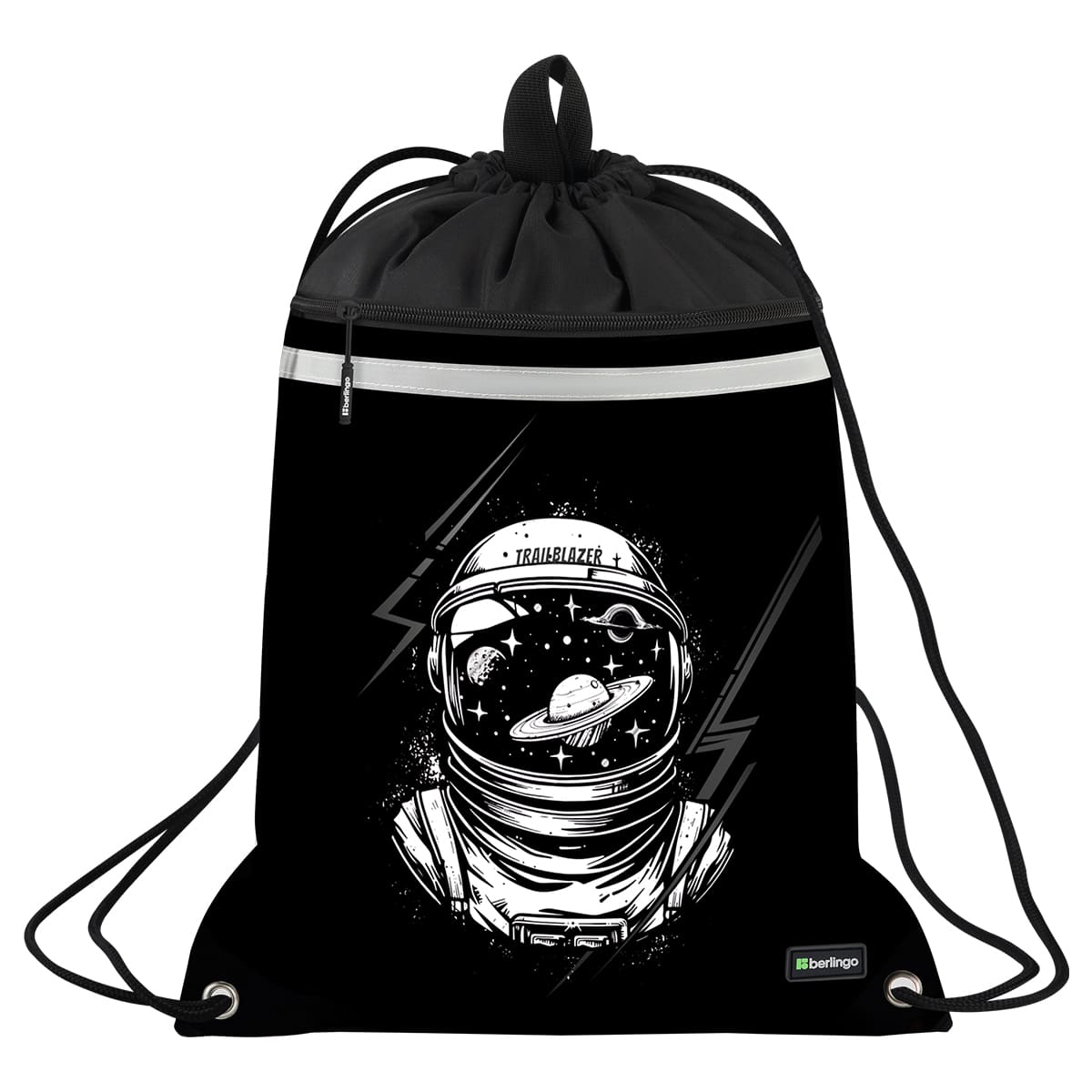 Мешок для обуви 1 отделение Berlingo "Trailblazer", 360*460мм, вентиляционная сеточка , светоотражающая лента, карман на молнии