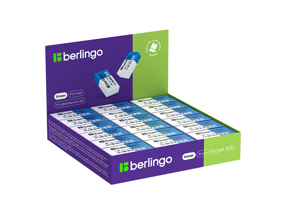 Ластик Berlingo "Eraze 800" прямоугольный, комбинированный, термопластичная резина, 40*20*11мм