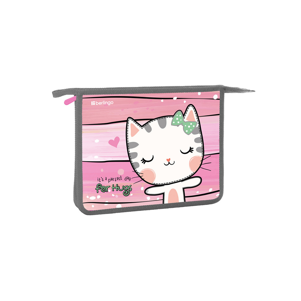 Папка для тетрадей 1 отделение, А5 Berlingo "Cat Hugs", 240*205*40мм, пластик, на молнии