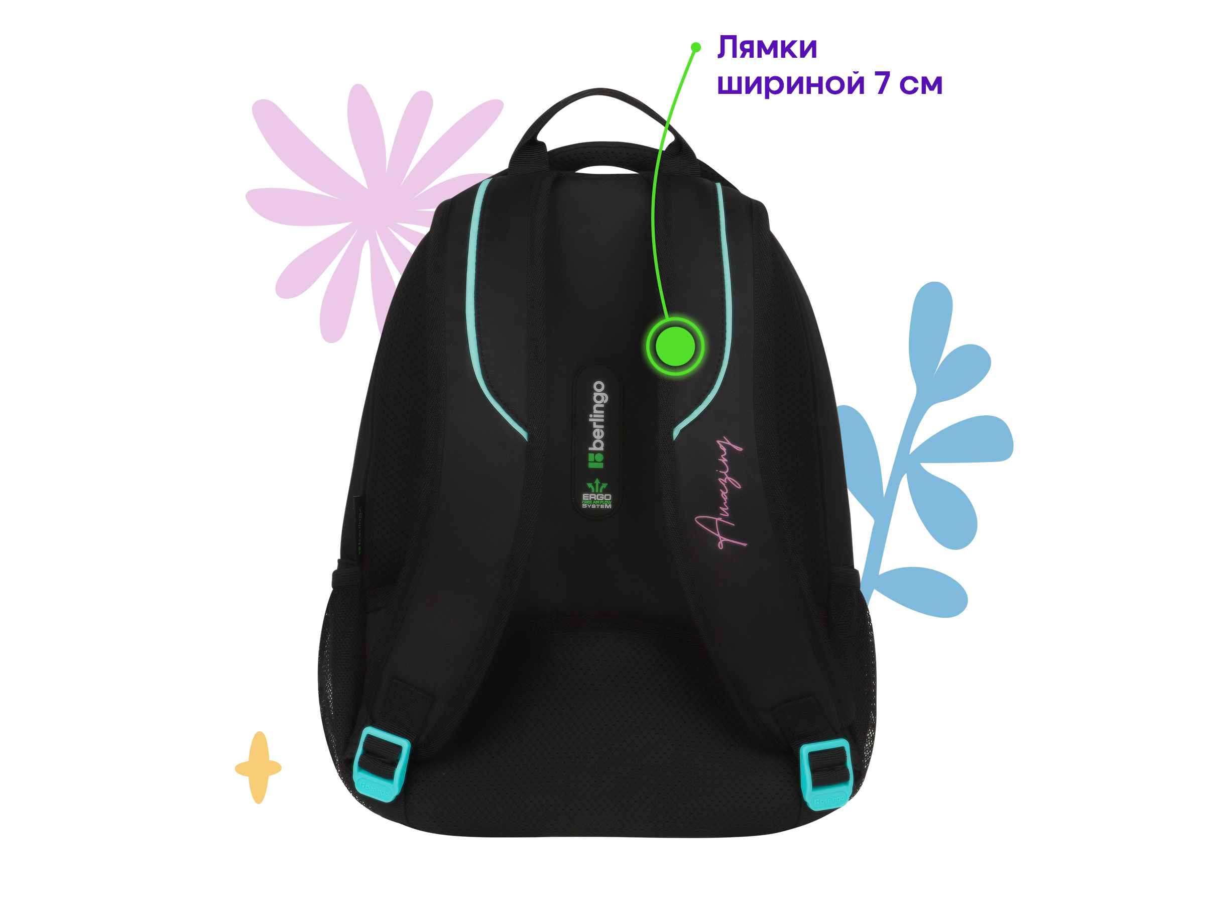 Рюкзак Berlingo inStyle "Butterfly" 41*27*20см, 3 отделения, 2 кармана, эргономичная спинка