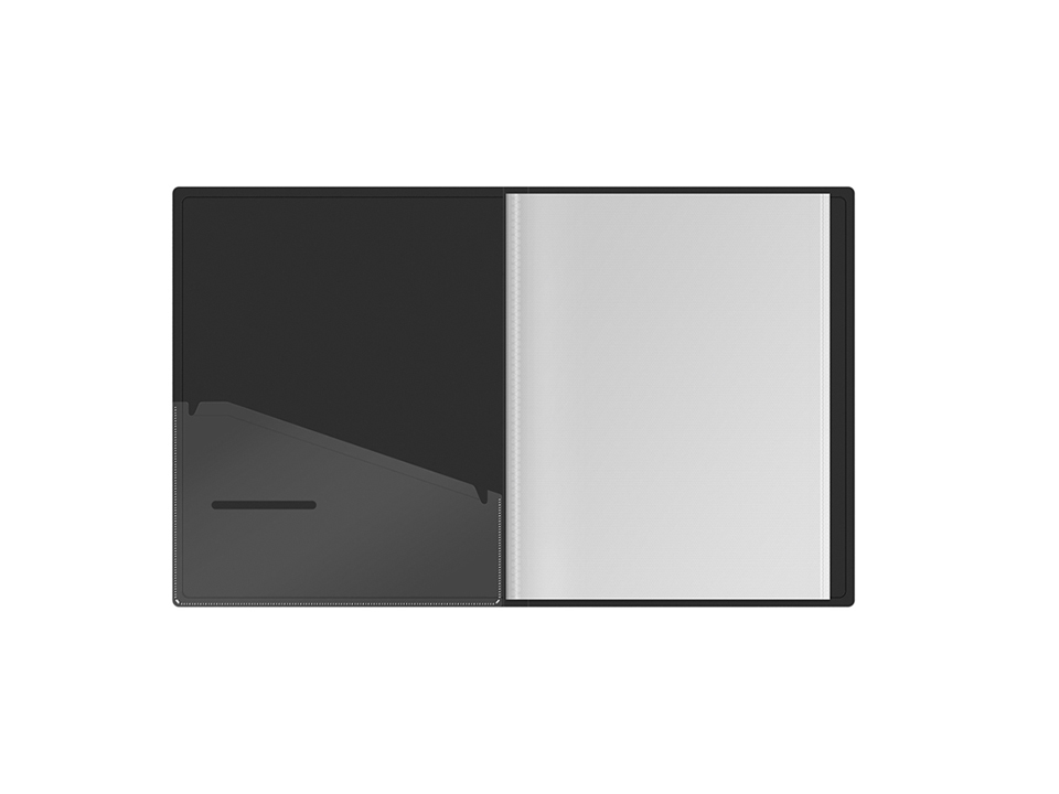 Папка с 60 вкладышами Berlingo "DoubleBlack", 24мм, 600мкм, черная, с внутр. карманом, с рисунком