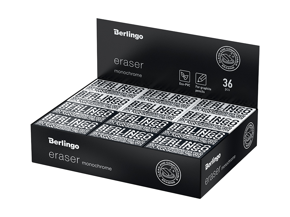 Ластик Berlingo "Monochrome", прямоугольный, 45*25*10мм