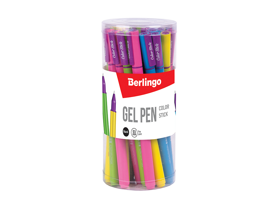 Ручка гелевая Berlingo "Color Stick" черная, 0,5мм, корпус ассорти