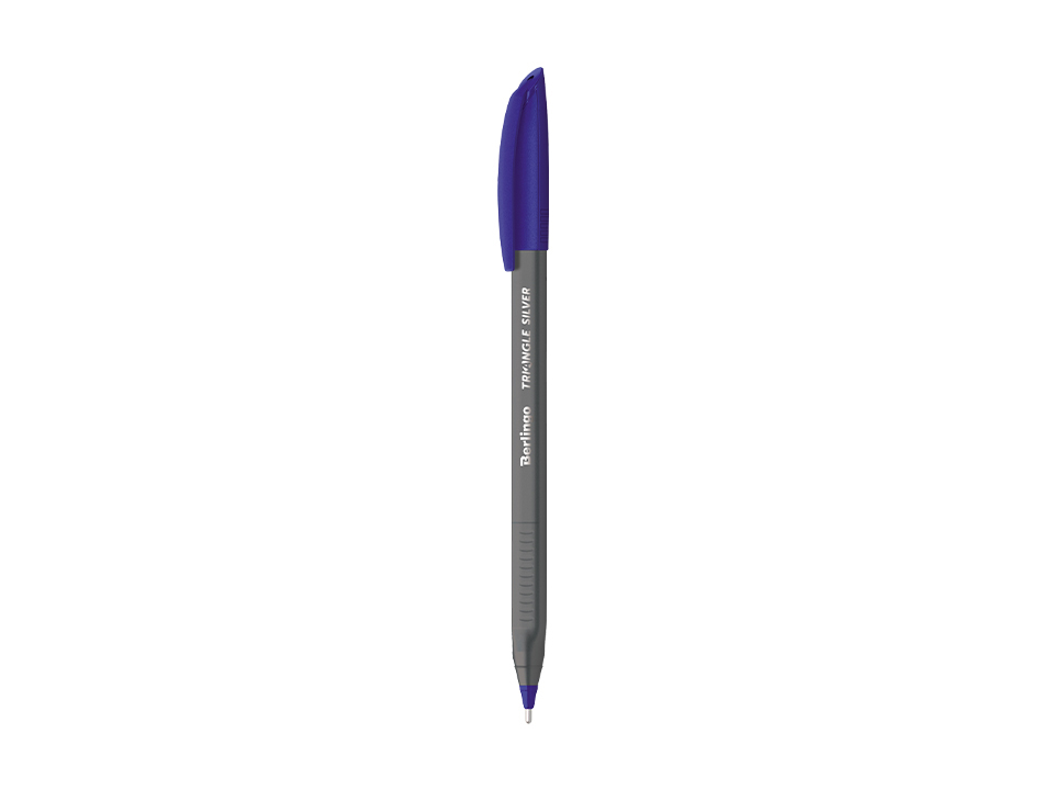 Ручка шариковая Berlingo "Triangle Silver" синяя, 1,0мм, трехгран.