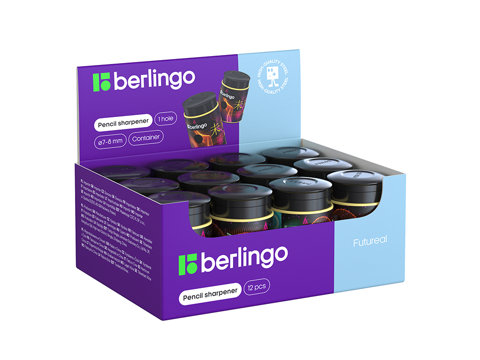 Точилка пластиковая Berlingo "Futureal", с контейнером, 1 отверстие