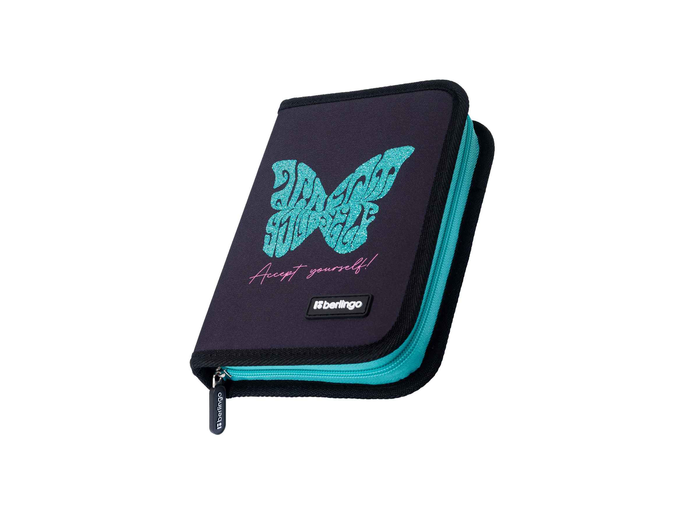 Пенал 1 отделение, 200*140*40 Berlingo "Butterfly", дополнительная откидная секция, полиэстер