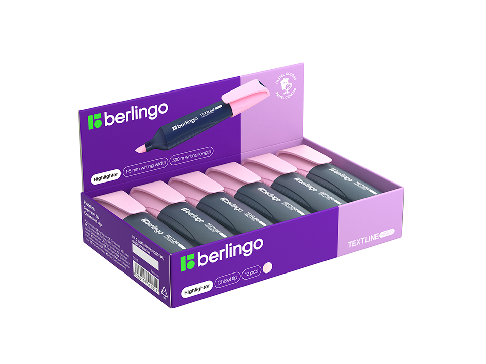 Текстовыделитель Berlingo "Textline HP200" пастельный цвет, фламинго, 1-5мм