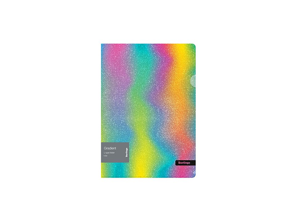 Папка-уголок Berlingo "Gradient", 200мкм, с рисунком, с эффектом блесток, ассорти